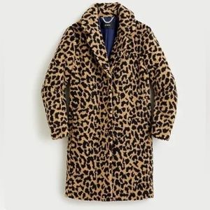 J Crew AR136 Woman's NWT Size XS/P Trendy Teddy Sherpa Topcoat in Leopard